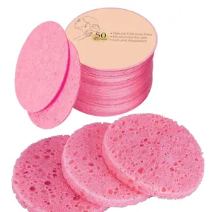 50-Count Compressed Facial Sponges for Daily Facial Cleansing and Exfoliating, 100％ Natural Sponges for Makeup Remover