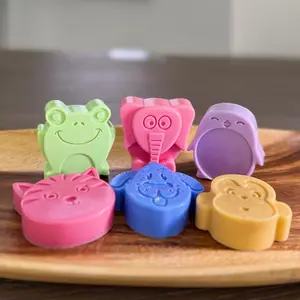 6- Pack kids Animals Shaped Glycerin Soap Bars- Fun, Colorful,Gentle & Handmade, Perfect for Sensitive Skin &  Bath time Fun!