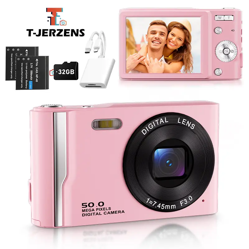 Digital Camera 4K Autofocus 50MP Vlogging Camera with 32GBSD Card 16x Digital Zoom Compact Camera, 2.8-inch Screen, Fill-in Light, Anti-Shake
