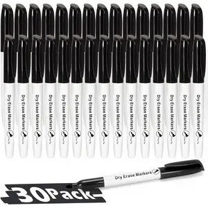 30 Pack Fine Tip Dry Erase Markers - Bulk Erasable Black Whiteboard Markers, Ideal for School Classroom Office Supplies, Non-Toxic & Easy Clean for Whiteboard