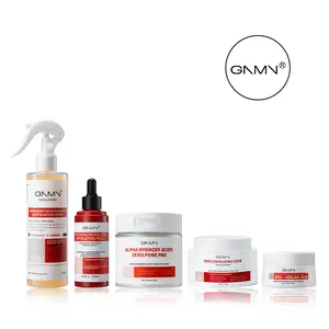 GNMN Body Exfoliation Care Set, multi-step body care combo including an exfoliating spray, serum, cotton pads, and a scrub cream, helps achieve soft, smooth, refined skin texture.
