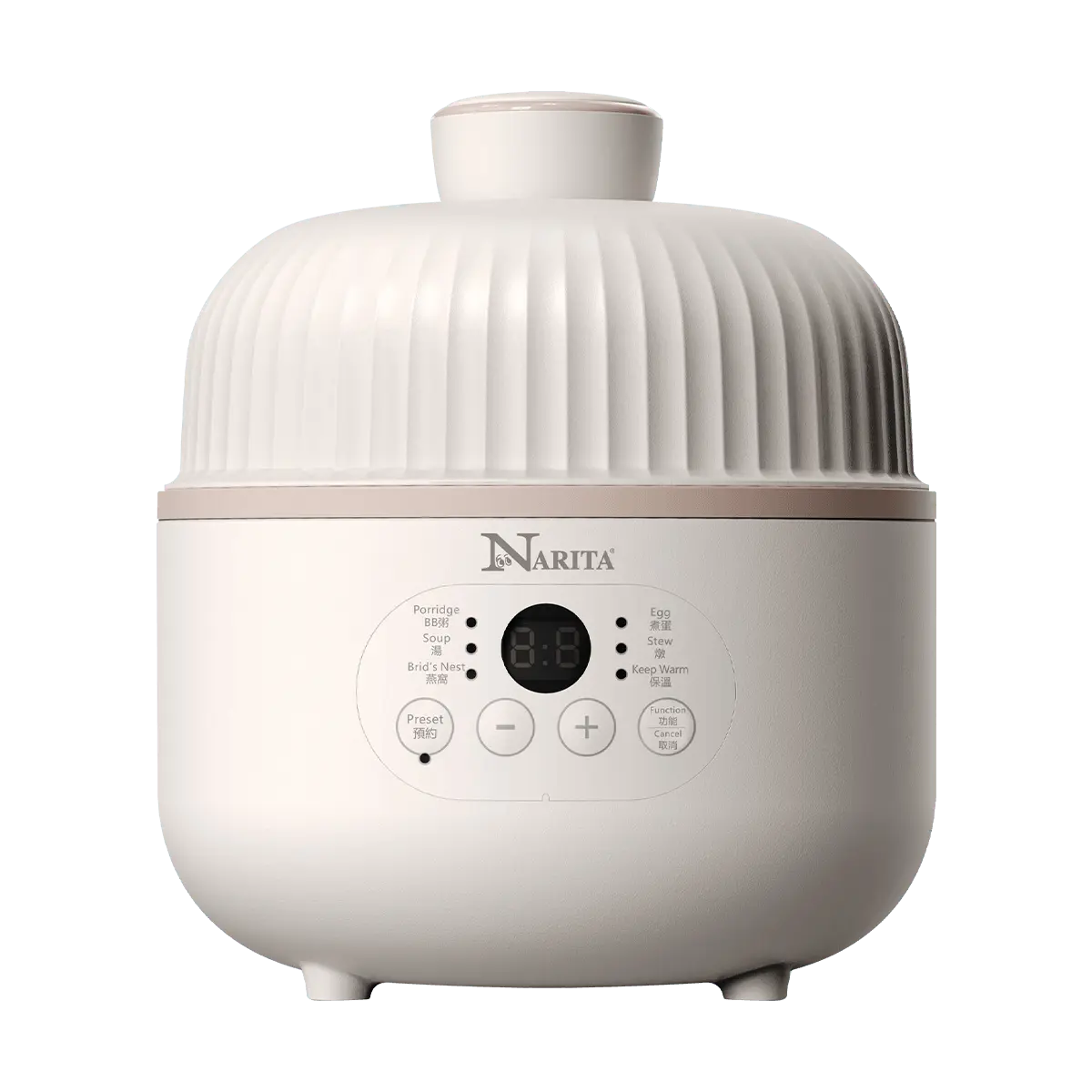 NARITA 800ml Smart Electric Stew Pot, Ceramic Bird's Nest Cooker, Baby Porridge Maker, Multi-functional Slow Cooker for Soup & Congee - NSQ-80E