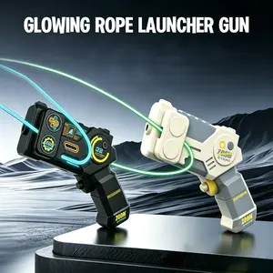 2 Pack Interactive String Rope Lasso Fidget Toys for Kids & Adults, Black & Gunmetal Gray Glow-in-the-Dark Electric Rope Launcher Game, Stress Relief Fidget Gadget, Ideal Gift for Children’s Day, Christmas, Halloween & Thanksgiving