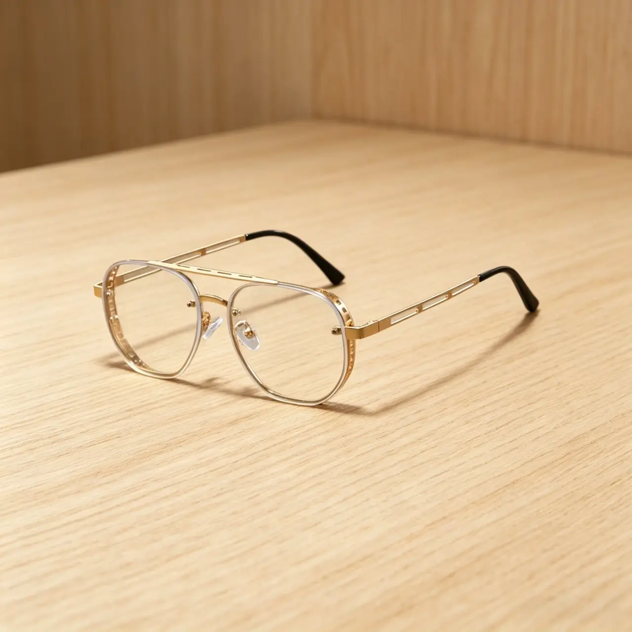 Men’s Business Style Metal-Frame Browline Glasses with Tortoiseshell Accent - Lightweight Classic Eyewear for Office Work, Daily Wear Fashion Accessories