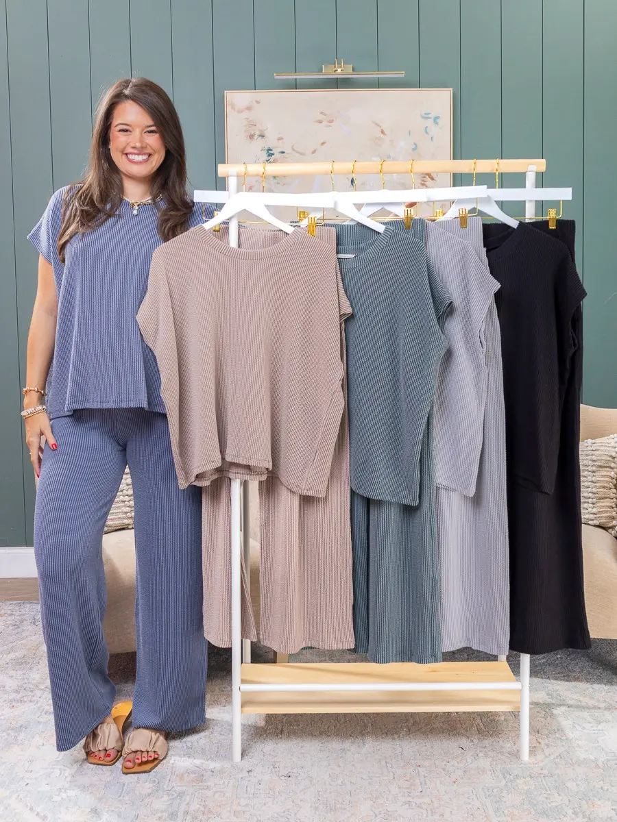 Zenana Raised Rib Relaxed Top and Pants Set | S-L Ad Sku