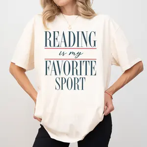 MAPTEES Vintage Reading Is My Favorite Sport Comfort Colors Shirt, Book Reader Graphic Tee, Bookish T-shirt, Bookworm Outfits, Librarian Clothing