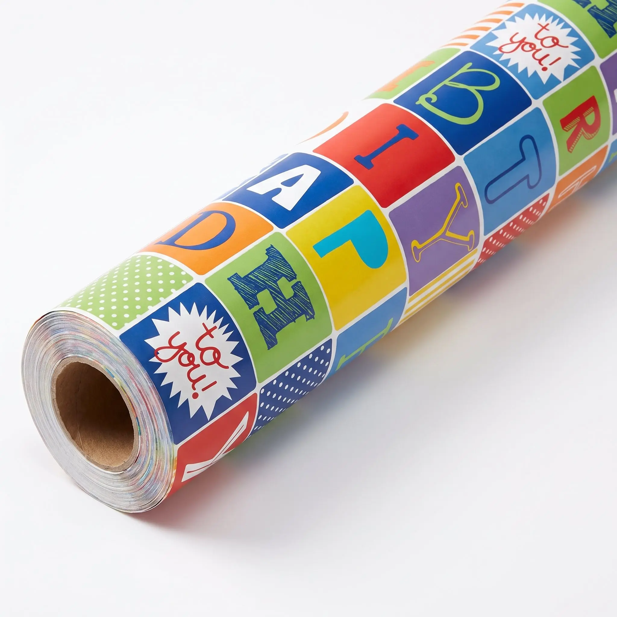 Vibrant Checkered Happy Birthday Wrapping Paper Roll, 16 ft