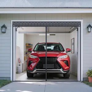 Sliding Garage Door Screen with Track &  Closure, Fiberglass Mesh Screen Door for 8x7 ft Garage,  Protection Screen Door Fully Retractable for Easy Assembly & Pass-Through