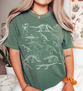 Comfort Colors Dinosaur Fossil Shirt Dinosaur Gifts Paleontology Gift Paleozoo Dinosaur Skeleton Shirt Goblincore Clothing Trex Shirt
