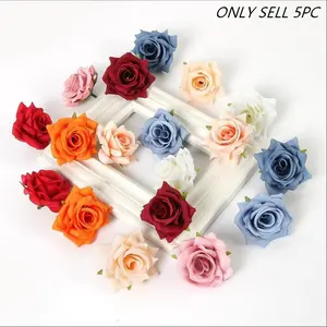 Paris Realistic Rose Flower Heads DIY Materials, 5pcs Artificial Roses for Craft Projects, Decorative Floral Supplies