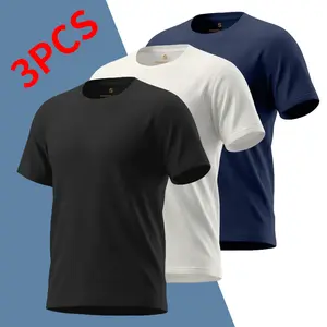 Men's Solid Basic T Shirt Regular Fit Quick Dry Short Sleeve Tee for Men, Lightweight Breathable Casual Shirt for Daily Wear, Layering Essential Undershirt for Summer