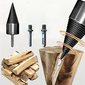 Firewood cutting tool 4-piece set, 32mm metal wood decomposition tool, household labor-saving tool, splitting cone drill bit