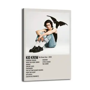 Conan Gray Kid Krow Art Poster Canvas Oil Decor Wall Art Painting Modern Aesthetic Print Decoration Waterproof Gift Idea for Home Preferred Gift Giving Option