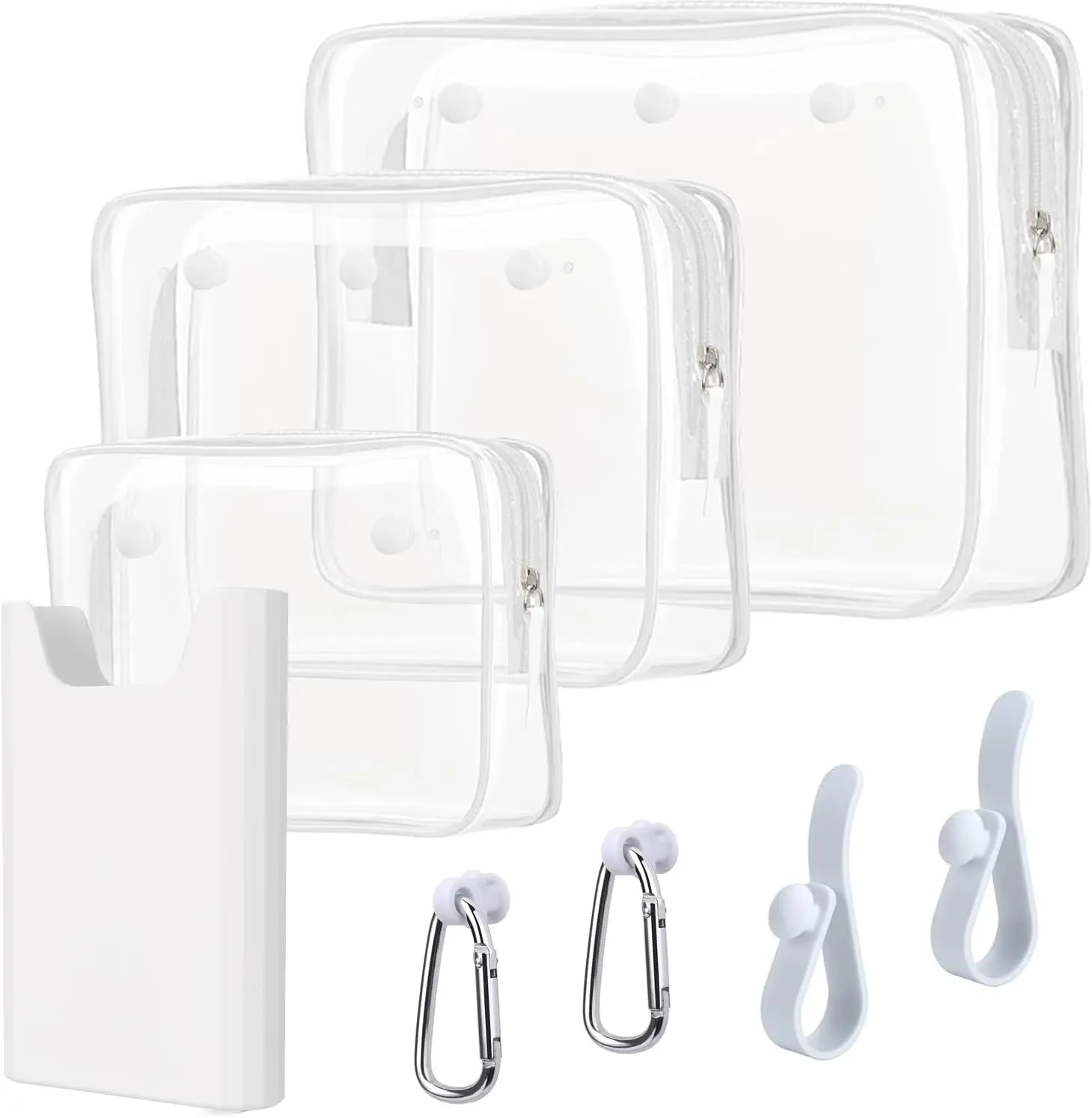 3 Packs Clear Bogg Beach Tote Bag with 2 Pack Insert Hooks Accessories for Bogg Bags Travel Makeup Clean Toiletry Brush Organizer  Divider Storage Inner Pouch