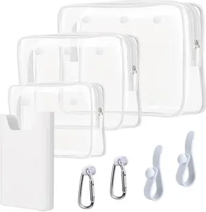 3 Packs Clear Bogg Beach Tote Bag with 2 Pack Insert Hooks Accessories for Bogg Bags Travel Makeup Clean Toiletry Brush Organizer  Divider Storage Inner Pouch