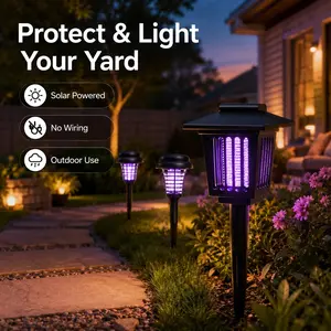 Solar Mosquito Zapper Light – Outdoor Garden Stake Lamp, UV Insect Killer, Solar Powered, Dual Mode (Mosquito Control + Pathway Lighting), Weather Resistant, Easy Setup, Small & Large Round + Square Options