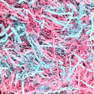 Basket Filler Pink and Blue Crinkle Paper 1/2 LB Gift Box Basket Wrap Cut Shredded Raffia Grass Stuffing for Boy or Girl Box Birthday Decoration Filling Valentine's Day