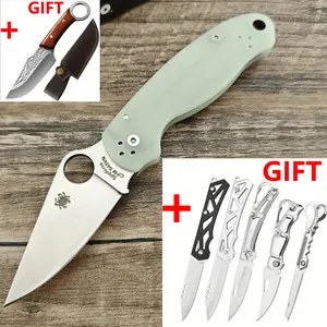 Transparent c81 Bearing Folding Knife D2 Steel Blade G10 Handle Outdoor Tactical Survival Knife Camping Hunting Portable Pocket Knife Knives