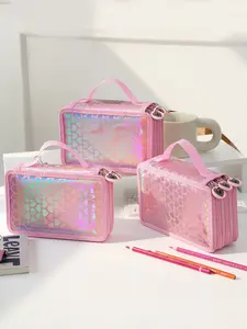 Heart-Shaped Large Capacity Pencil Case, Colorful Art Supplies Organizer, Stationery Brush Storage Bag, Nail Art Holder