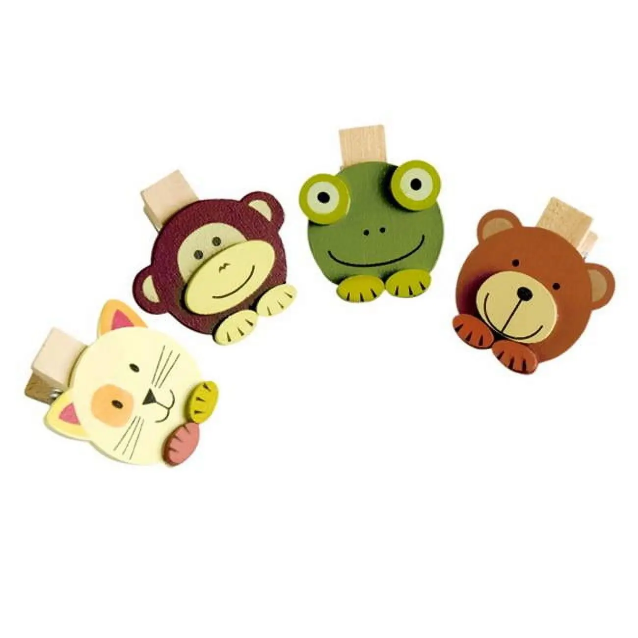 WC011 Sweet Animals - Wooden Clips - Wooden Clamps - Mini Clips (Set of 4)