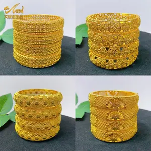 ANIID New Luxury Dubai 24K Gold Plated Bangles For Women  Indian African Bracelets Charm Wedding Ethiopian Arabic Hand Jewelry