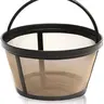 Reusable Gold-Tone Coffee Filter - Nylon/Steel Basket-Shape Permanent Filter, 3.4" Bottom, Fits 9-11 Cups & 10-12 Cup Basket-Style Mr. Coffee Makers for Daily Use