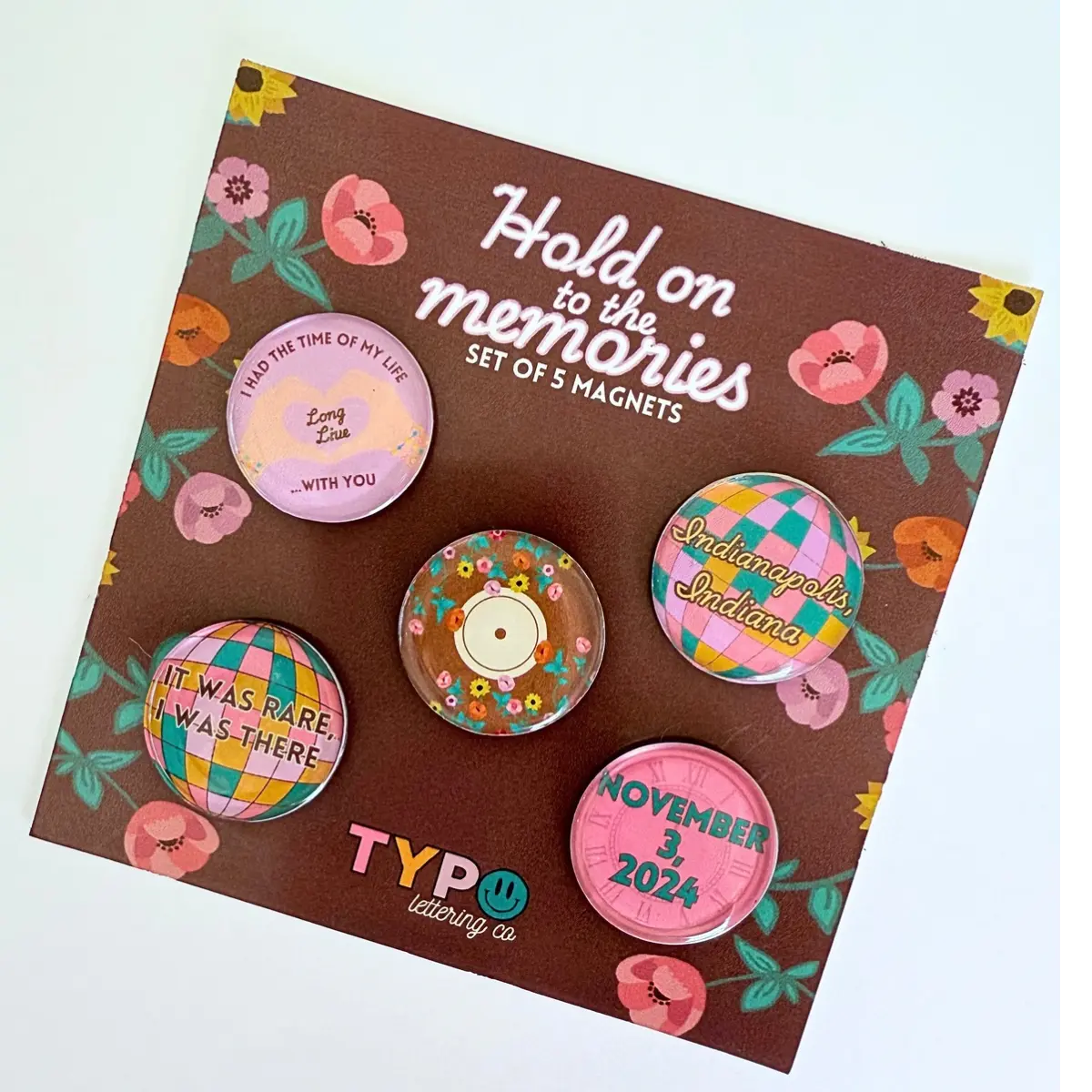 Hold on to the Memories- set of 5 custom eras magnets- choose your date/location
