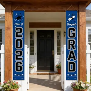 2026 Graduation Porch Banner, 30x180cm Blue Graduation Decorations 2026 with Multiple Colors & Styles, Festive Party Supplies for School Graduates, Yard Sign Banner