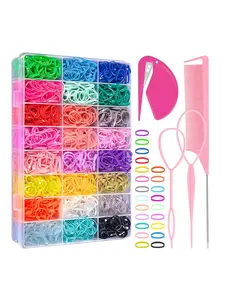 Colorful Elastic Hair Ties with Storage Box & Hair Styling Tools, Hair Ties & Hair Styling Tools, Fashion Hair Accessories for Girls & Women, Hair Styling Set, Hair Styling Kit