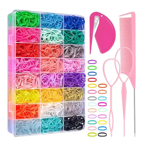 Colorful Elastic Hair Ties with Storage Box & Hair Styling Tools, Hair Ties & Hair Styling Tools, Fashion Hair Accessories for Girls & Women, Hair Styling Set, Hairstyle
