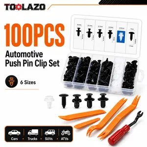 100PCS Automotive Push Pin Retainer Clip Set, 6-Size Nylon Fastener Assortment for Car Door Panels, Bumpers, Fender Liners, Splash Shields & Interior Trim Repair, Compatible with Cars, Trucks, SUVs, Motorcycles & ATVs