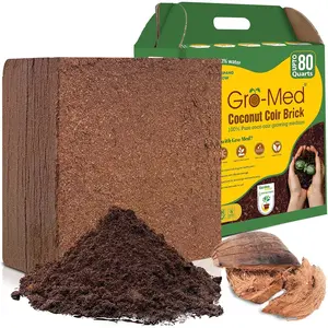 Coco Coir Brick 10 lbs – Expands to 80 Quarts – NPK Enriched Organic Coconut Coir – Potting Soil for Indoor Outdoor Plants, Seed Starter, Vegetables, Mushrooms, Gardening Use