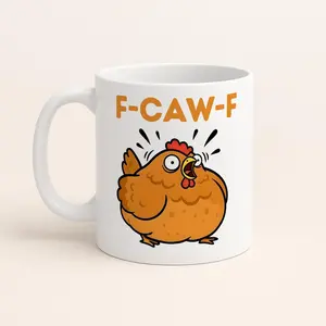 BNB Funny Gift 2025 – Rude Chicken Pun Humor 11oz/15oz Coffee Mug, F-Caw-F Funny Chicken Ceramic Cup Gifts for Chicken Lover Besties Coworker Colleague Workmates on Birthday Thanksgiving Christmas, Drinkware Reusable And Washable Coffee Cup