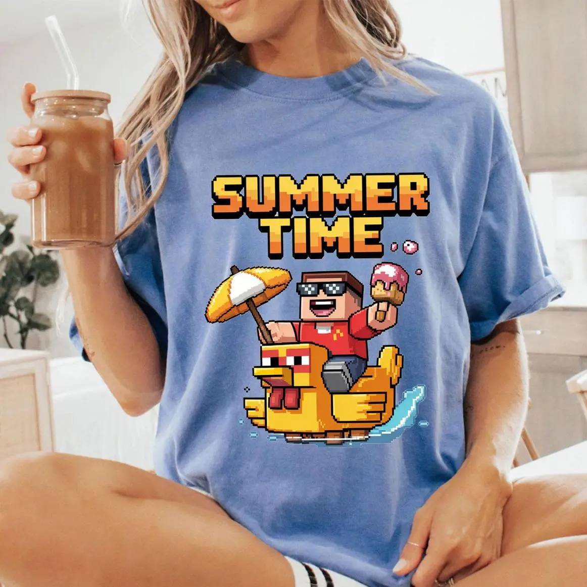 Summer Time Minecraft Video Game shirt, Adventure T-Shirt, Summer Vibes Tee, Cute Kids Shirt, Gifts for Boys, Graphic Summer