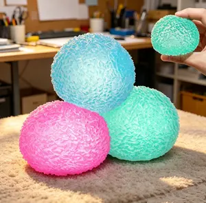 Stress Relief Squeeze Ball Memory Gel, Textured Fidget Sensory Toy for Hand Exercise, Soft Squishy Ball for Office Desk Party gifts
