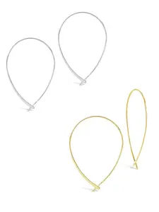Sterling Forever 14K Gold Plated Delicate Threader Hoop Earrings for Women – Drop Hoops Set of 2 –  Gold and Silver Options