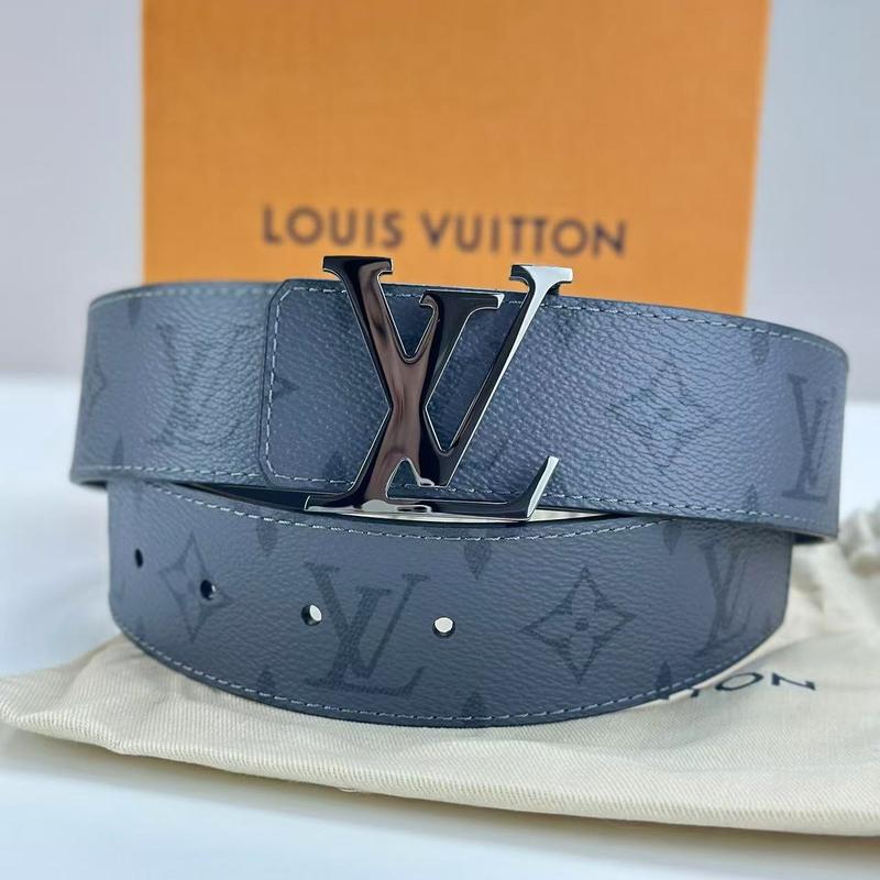 Pre-owned Louis Vuitton Leather Small Leather Goods Monogram Canvas Belt with Classic LV Buckle and Blue Strap