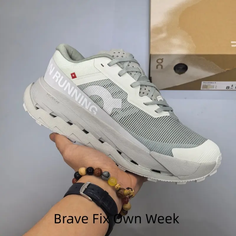 Muted Gray White Minimal Outdoor Trail Sneakers for Men Women, Dual-Tone Layered Vent Mesh Upper, Hollow Shock-Absorbing Midsole, Perfect Match for Mountain Hiking, Camping & Daily Casual Streetwear