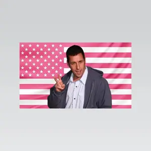 Adam Sandler Pink American Flag Tapestry  Comedy Actor Wall Flag | Movie Star Banner | Funny Film Decor | Pink Dorm Wall Art