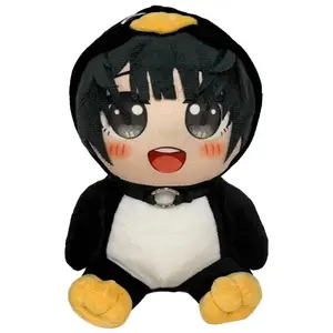 Kawaii Penguin Anime Plush Doll Soft Stuffed Animal Cute Penguin Costume Plush Toy Collectible Figure Gift for Kids Teens Bedroom Decor