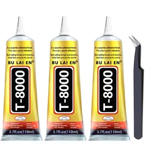 3PCS Upgrade T-8000  3.88oz Transparent Elastic Adhesive for Mobile Phone Screen Repair Plastic Rubber Shoes Jewelry Rhinestone Craft Glass Frame and Home Fixing