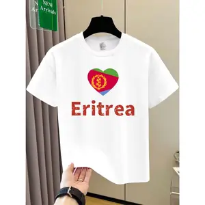 Boys Eritrea Flag T-Shirt 100% Polyester Short Sleeve Crew Neck Eritrean Map Print Summer Casual Top