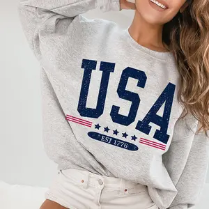 USA est 1776 sweatshirt , Faded Vintage Style Aesthetic USA Crewneck Trendy Varsity Style America Crewneck July 4th memorial day patriotic