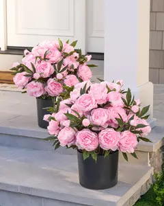 24" Outdoor Light Pink Peony Paradise Pot Fillers, Set of 2, Width 24", Unlit by Balsam Hill