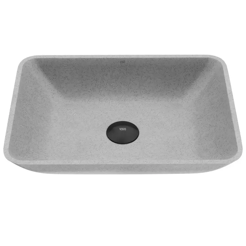 Duomo Gothic Grey Vessel Sink | 18" Rectangular Concreto Stone™, Matte Finish, Above-Counter, Scratch & Heat Resistant, Artisan Handcrafted