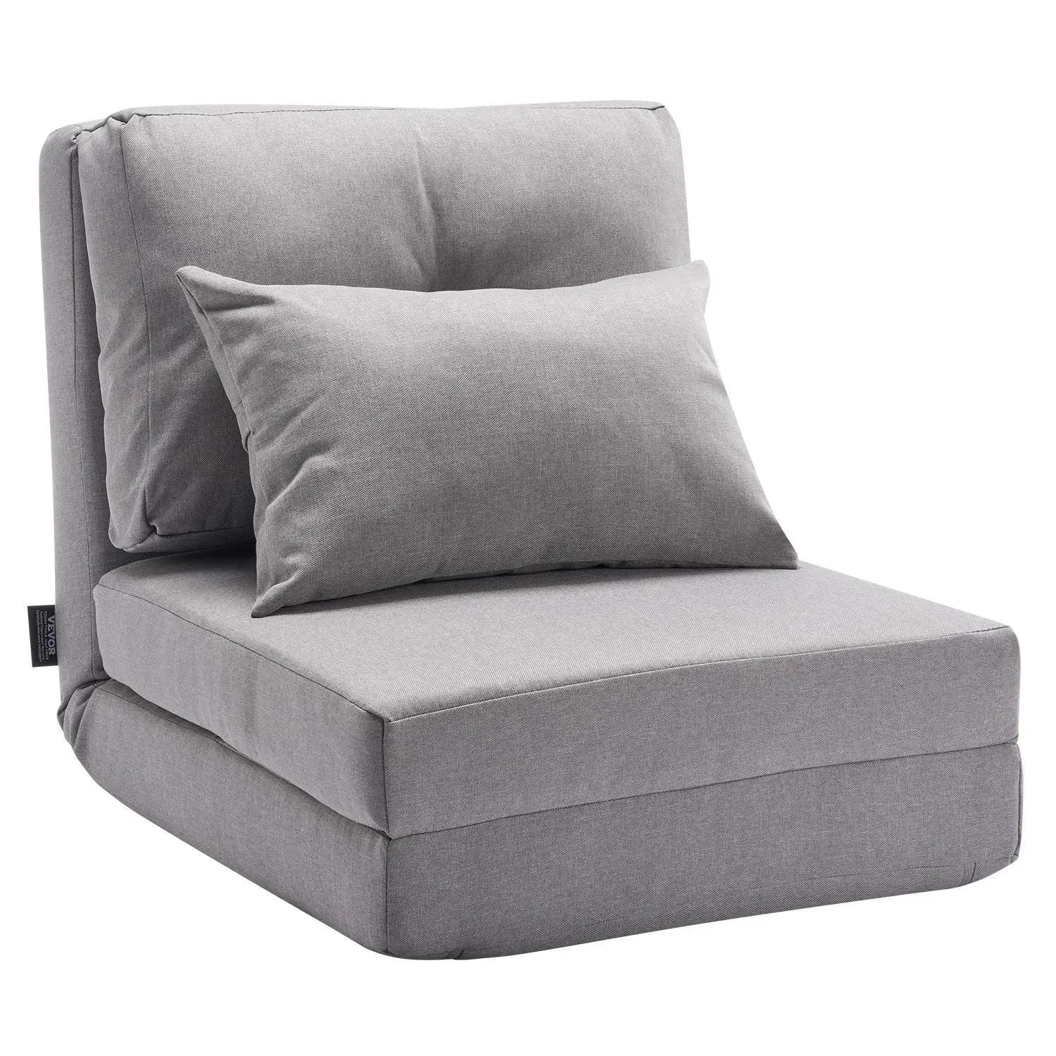 【SummerFinds】VEVOR Armless Convertible Flip Chair - 5 Adjustable Positions, Linen Fabric, Folding Floor Lazy Sofa for Relaxation, Gaming, Gray