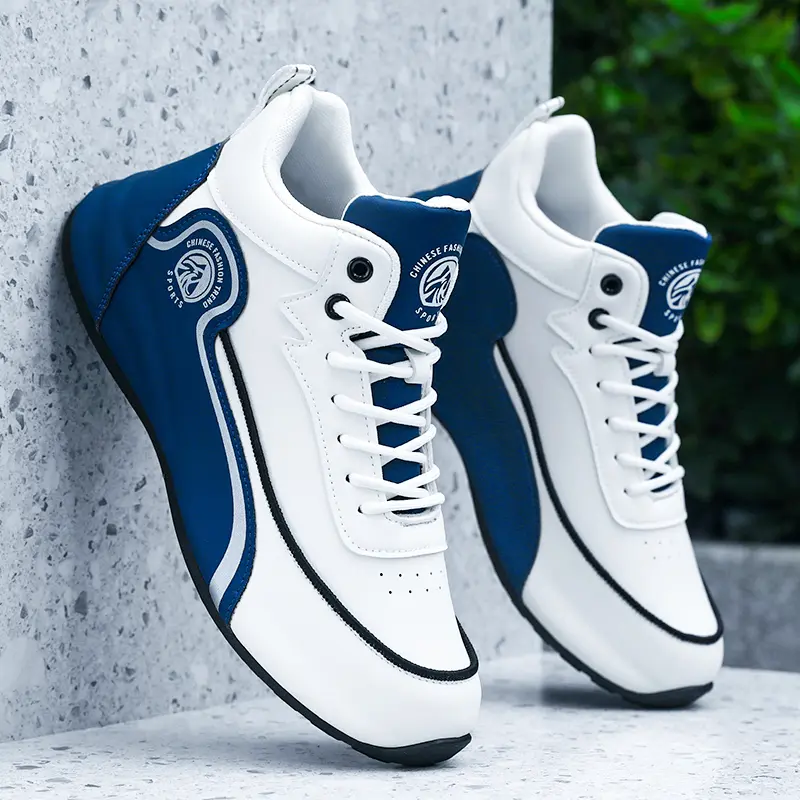 Men's Classic Blue & White Corrective Cushioned Running Shoes - Anti-Slip, Waterproof, EVA Cushioning, Arch Support, Lightweight Sporty Running Athletic Shoes for Running, Gym Walking, Sporty Running Shoes