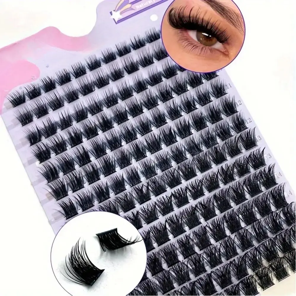 Faux Mink Cluster False Eyelashes, 168 Pcs D Curl, Low Sensitivity Easy to Apply, Reusable Dense Style, Perfect for Beginners, Eyelash Clusters