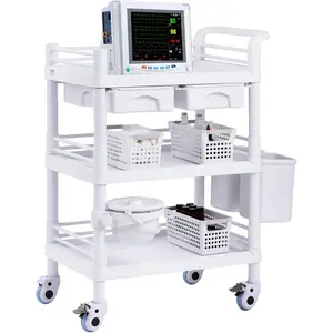 VEVOR Medical Mobile Trolley Cart with 2 Drawers 3 Trash Cans, 2 Tiers Beauty Salon Rolling Trolley with 4 Silent Wheels 2 Dirts Bucket Bowl, Medical Utility Cart for Hospital Dental Clinic LabVEVOR Super Brand Day