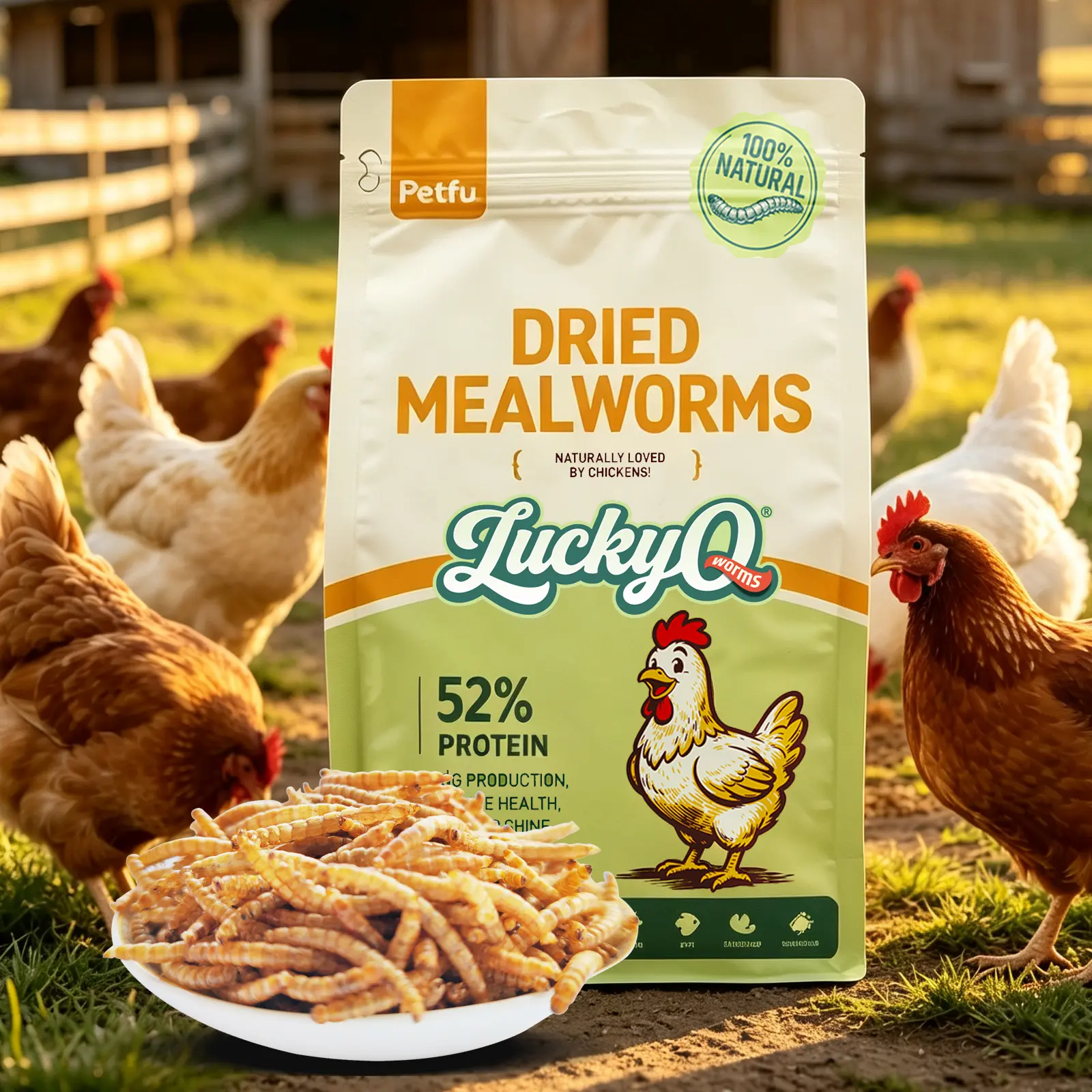 LuckyQworms Dried Mealworms High-Protein Nutritious Snack, 5/10/11/20/22LB Crisp Animal Feed for Pet & Farm Animals (Chickens, Wild Birds, Turtles, Hamsters, Lizards)
